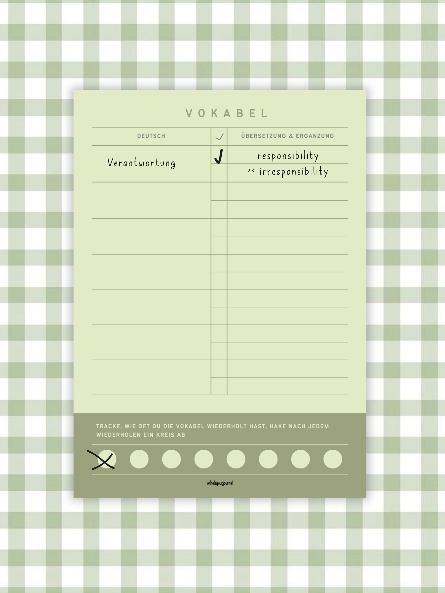 Vokabel-Pad | A6 | Grün