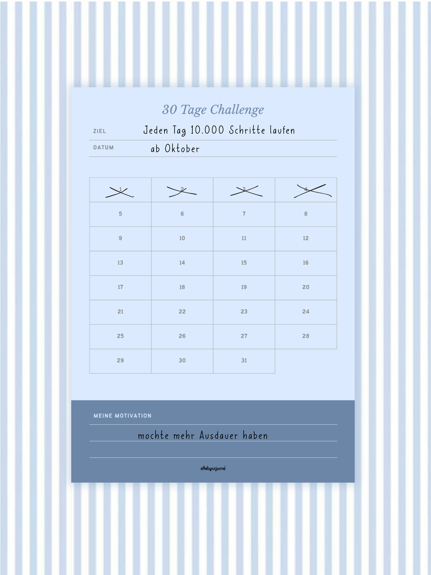 30-Tage-Challenge-Pad | A6 | Blau