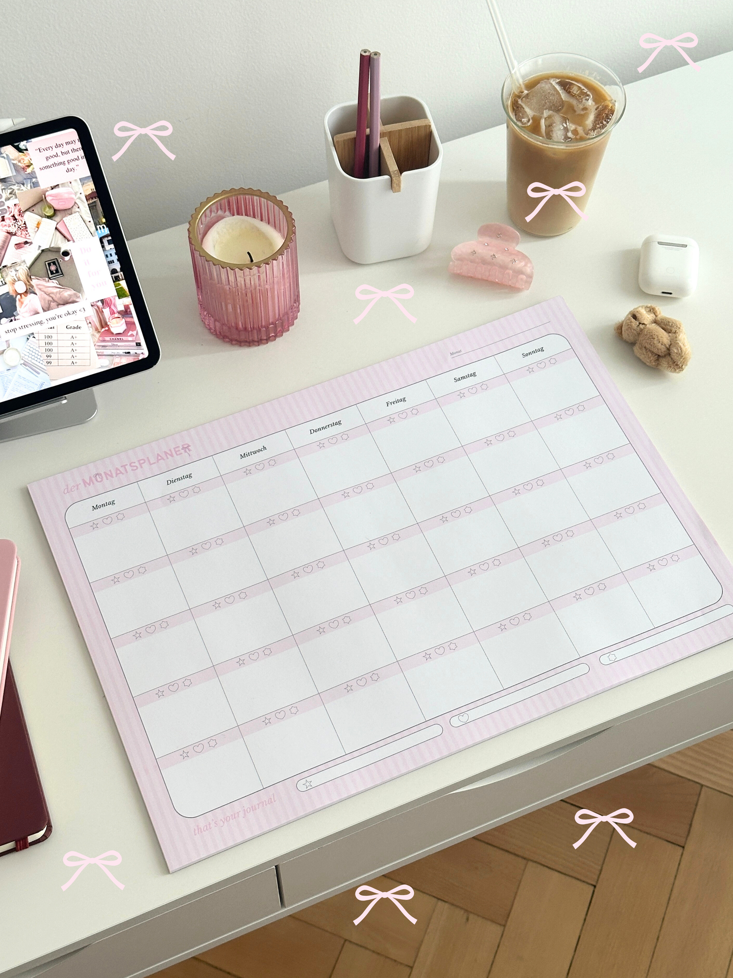 Monatsplaner | A3 | Schleifchen | Schreibtischunterlage