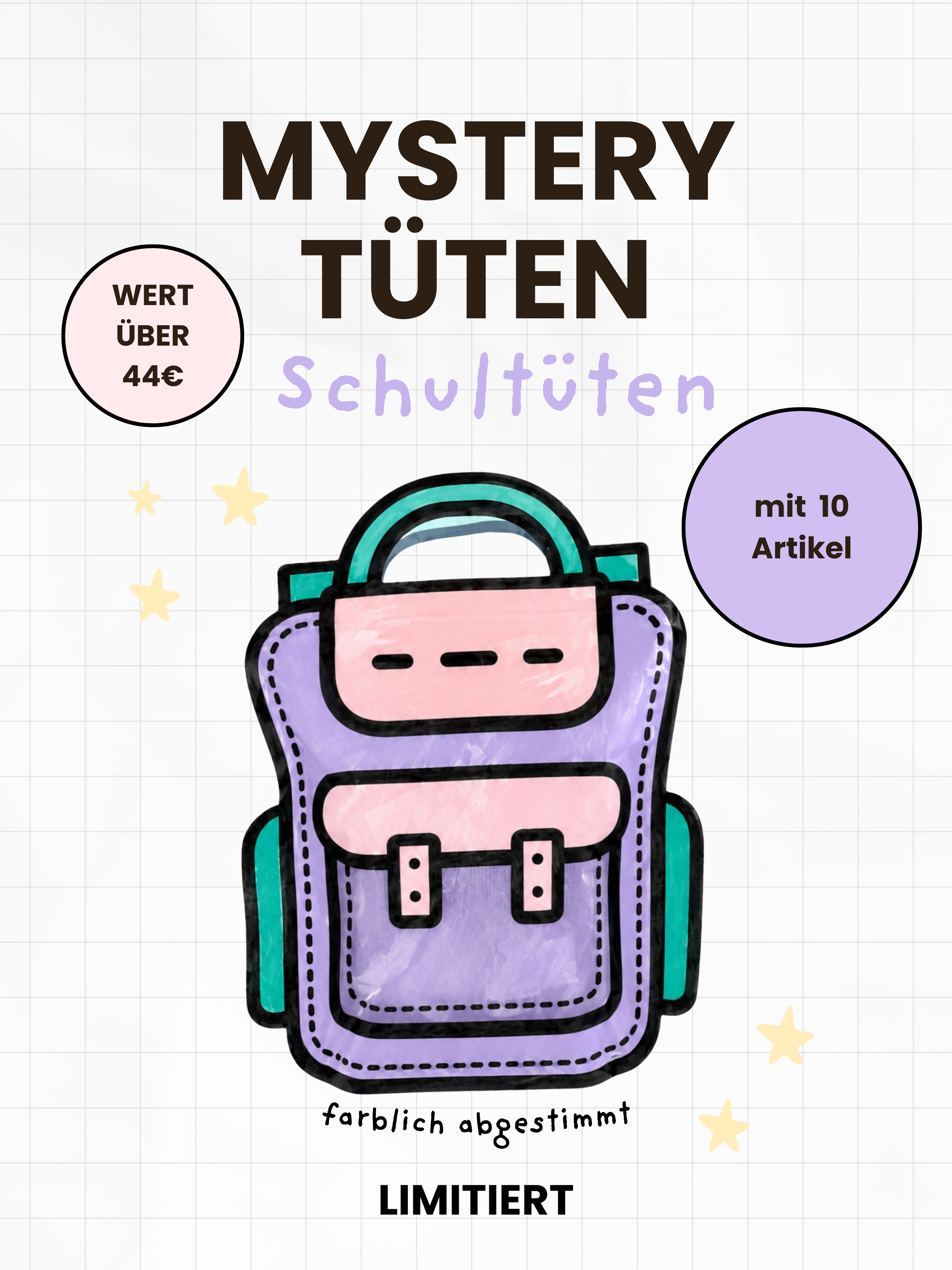 MYSTERY SCHULTÜTE | grün, blau, lila oder rosa | TYJ