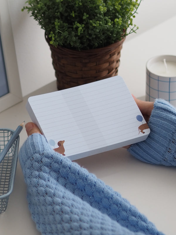 Karteikarten A6 im 50er-Set in Blau mit Dackel-Motiv