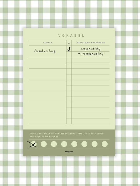 Vokabel-Pad | A6 | Grün