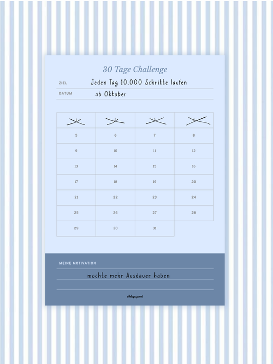 30-Tage-Challenge-Pad | A6 | Blau