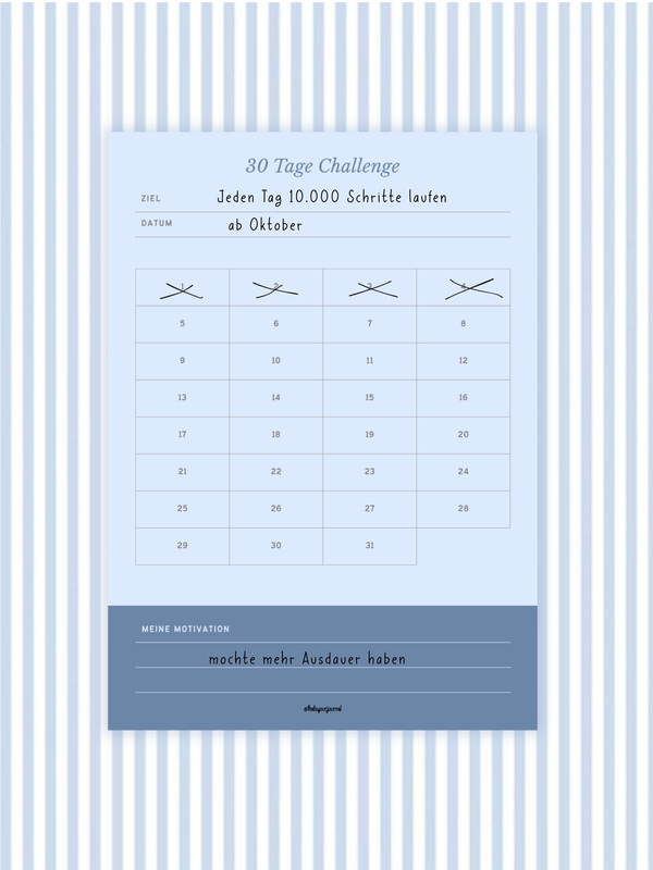 30-Tage-Challenge-Pad in Blau von That's your Journal