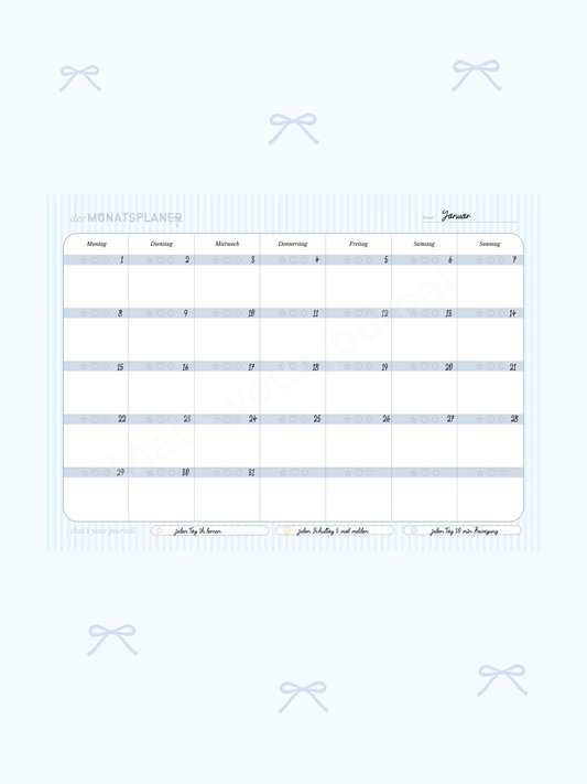 Monatsplaner | A3 | Schleifchen | Schreibtischunterlage
