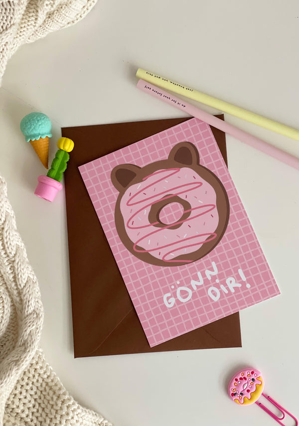 TYJ-Geschenkgutschein mit Donut-Motiv und Schriftzug Gönn dir
